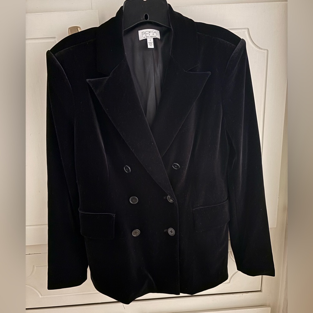 SOFIA BY SOFIA VEGARA Elegant Black Velvet Women's Blazer